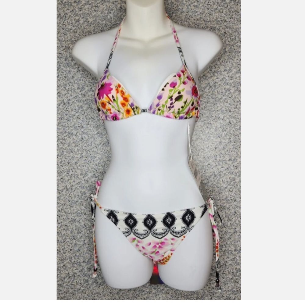 NWT Ray String Bikini Multicolor Floral Boho Print Junior's Small